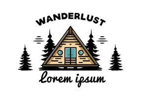 Triangle wood cabin illustration design vector