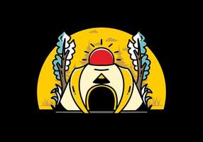 Big pop up tent for camping illustration badge design vector