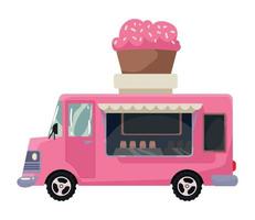 sweet cupcake food truck vector