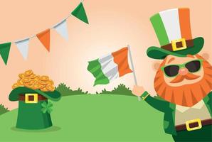 leprechaun with coins in tophat vector