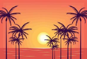 playa paisaje marino puesta de sol vector