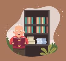 grandfather reading book vector