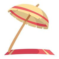 beach umbrella and towel vector