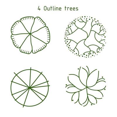 Trees for the master plan. Tree plans for architectural floor plans or landscape designs.