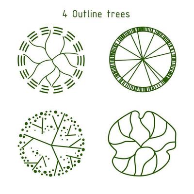 Trees for the master plan. Tree plans for architectural floor plans or landscape designs.