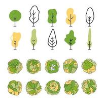 Tree for architectural floor plans. Entourage design. Various trees, bushes, and shrubs, top view for the landscape design plan. vector