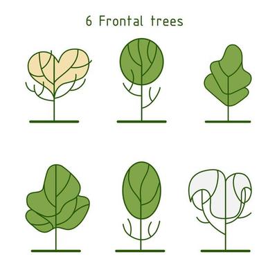 Tree for architectural floor plans. Entourage design. Various trees, bushes, and shrubs, top view for the landscape design plan.