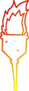 antorcha llameante de dibujos animados de dibujo lineal de gradiente cálido vector