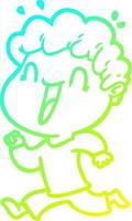 cold gradient line drawing cartoon happy man vector