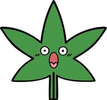 linda hoja de marihuana de dibujos animados vector