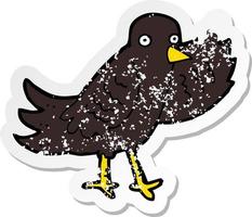 retro distressed sticker of a cartoon waving bird vector