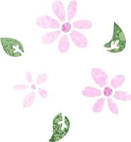 quirky retro illustration style cartoon flowers vector