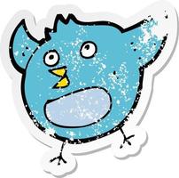 retro distressed sticker of a cartoon happy bird vector