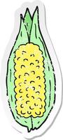 distressed sticker of a cartoon corn vector