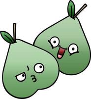 gradient shaded cartoon green pears vector