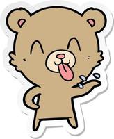 sticker of a rude cartoon bear vector