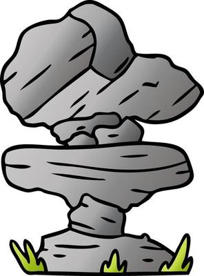 gradient cartoon doodle of grey stone boulders