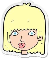 sticker of a cartoon surprised woman vector