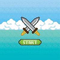 pixelart scene with swords vector