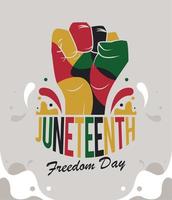 juneteenth lettering with fist vector
