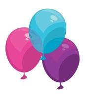 globos de helio de tres fiestas vector