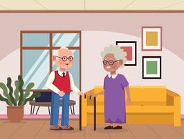 old couple in livingroom vector