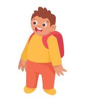 student fat boy with schoolbag vector