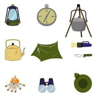camping equipment set vector