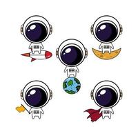 astronaut illustration set vector