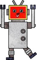 retro grunge texture cartoon robot vector