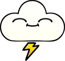 gradient shaded cartoon thunder cloud vector