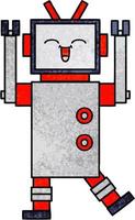 retro grunge texture cartoon robot vector
