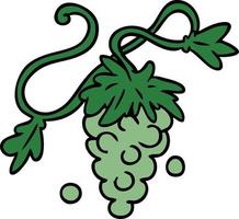 cartoon doodle of grapes on vine vector