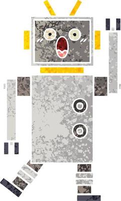 retro illustration style cartoon robot