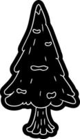 cartoon icon drawing single snow covered tree vector