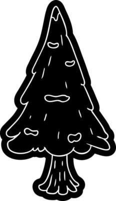 cartoon icon drawing single snow covered tree