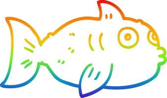 rainbow gradient line drawing cartoon fish vector