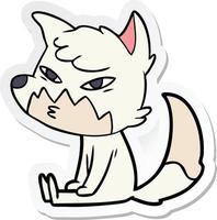 sticker of a clever cartoon fox vector