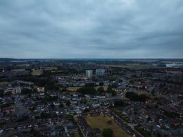 Beautiful Night Aerial View of British City, High Angle Drone's Footage of Luton Town of England UK photo