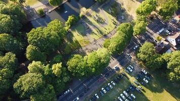 Aerial View high angle footage of Local Public Park of England photo