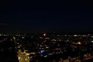 Beautiful High Angle View of Luton Town of England at Night, Drone's footage after sunset photo