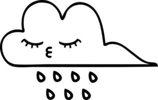 line drawing cartoon rain cloud vector