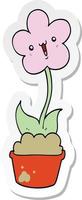 sticker of a cute cartoon flower vector