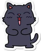 sticker of a quirky hand drawn cartoon black cat vector
