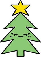 cute cartoon christmas tree vector