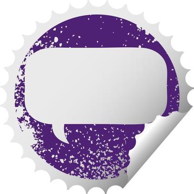 distressed circular peeling sticker symbol speech bubble