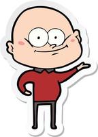 sticker of a cartoon bald man staring vector