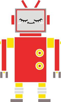 flat color retro cartoon robot