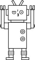 line drawing cartoon robot vector