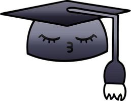 gradient shaded cartoon graduation hat vector